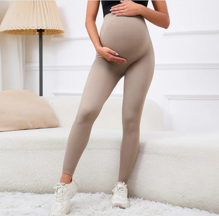 Elastic High Waist Maternity Leggings Skinny | Belly Support Postpartum Leggings Body Shaper | Fitness Trousers for Pregnant Women