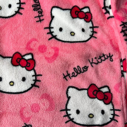 Sanrio Hello Kitty Flannel Pajamas - Women's Warm Woolen Cartoon Casual Home Pants, Black Autumn Winter Fashion Trousers