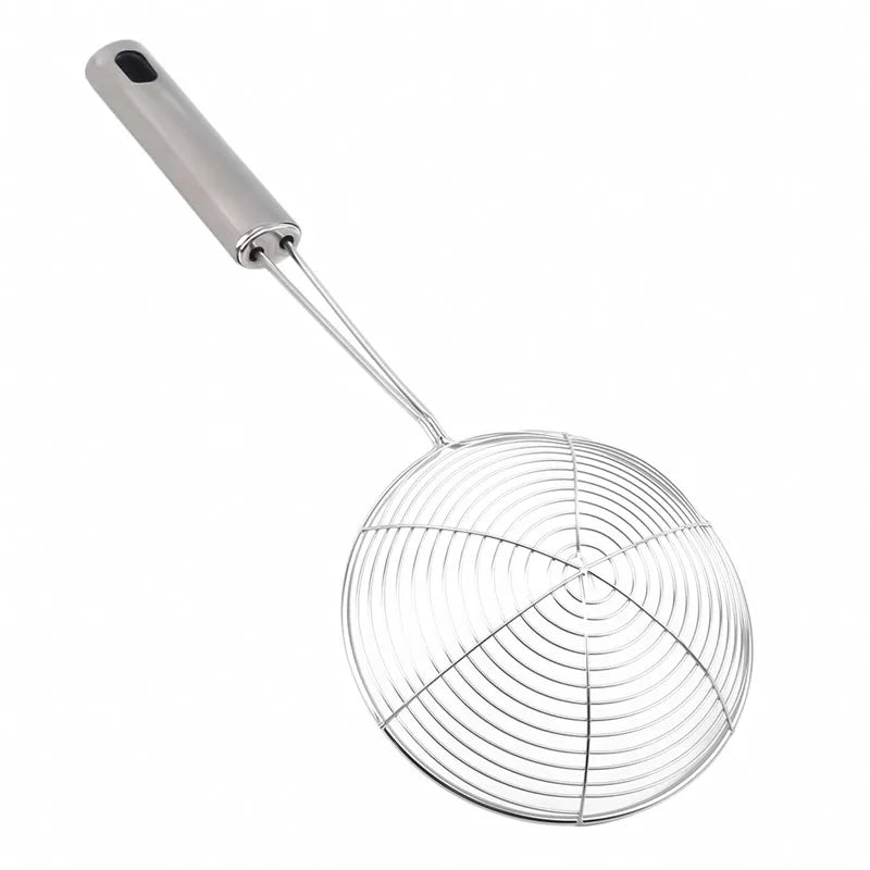 Stainless Steel Oval Skimmer - Mesh Oil Pot Food Filter, Cookware Colander, Fried Food Strainer for Kitchen Baking and Cooking
