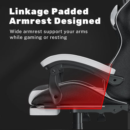 Gaming Chair with Footrest – Ergonomic Gamer Chair with Lumbar Cushion, Headrest, and Height Adjustable for Computer