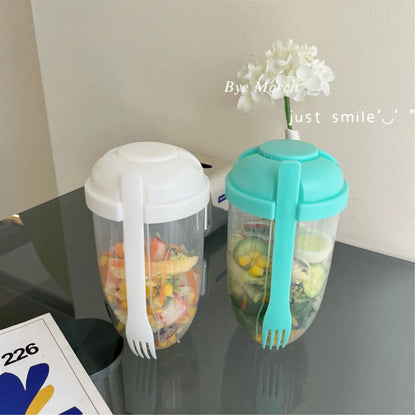 1PC Salad Cups - Plastic Healthy Salad Containers with Forks and Dressing Holder - Kitchen Supplies