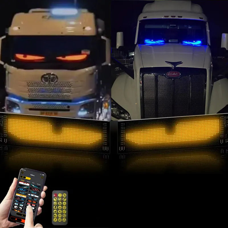 Demon Eyes Car LED Logo — APP-Controlled Pixel Matrix Night Light, Programmable Flexible LED Display for Cars & Trucks