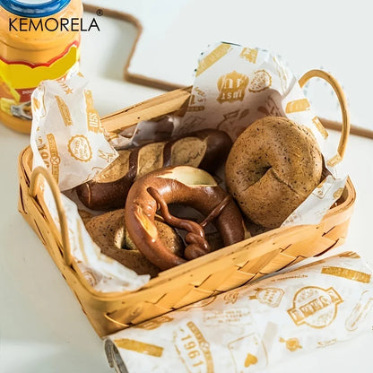 Wax Paper Food Wrappers 50Pcs/Lot | Food Grade Grease Paper for Bread, Sandwich, Burger | Oilpaper Baking Tool by KEMORELA