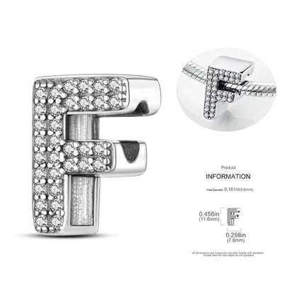 26 A-Z Alphabet Beads 925 Silver LOVE Letter Charms for 3mm Bracelets - CZ Zircon DIY Jewelry Gift