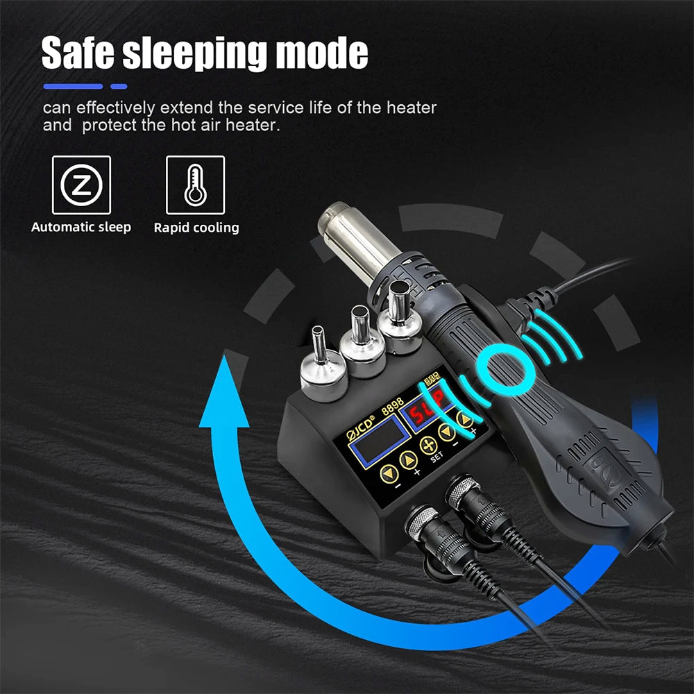 JCD 8898 2-in-1 Soldering Station 750W – Soldering Iron & Hot Air Gun for BGA SMD Phone Repair & Welding