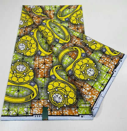 African Ankara Wax Print Fabric - 100% Cotton Soft Nigerian Real Wax Material for Women’s Party Dresses