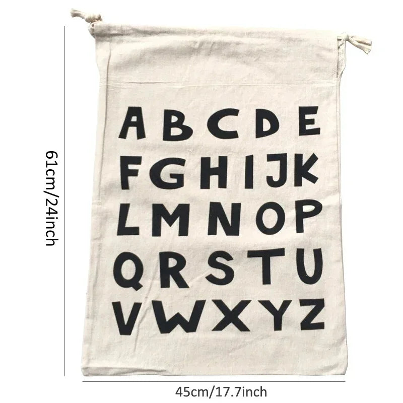 Large Cotton & Linen Laundry Bag — Drawstring Duffle Bag for Clothes & Toy Storage