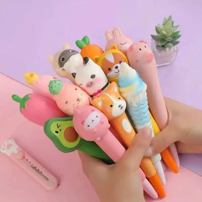Lytwtw’s Cute Kawaii Soft Gel Pen – Creative Cartoon Stress Relief Pen for School and Office Supplies