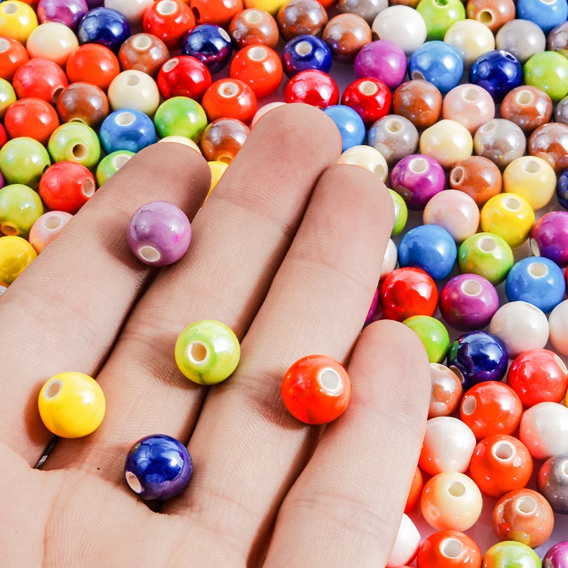 10/20/30PCS Colorful Ceramic Animal Beads – 2mm Hole Clownfish, Turtle, Star & Conch Shell for DIY Jewelry, Bracelets & Crafts