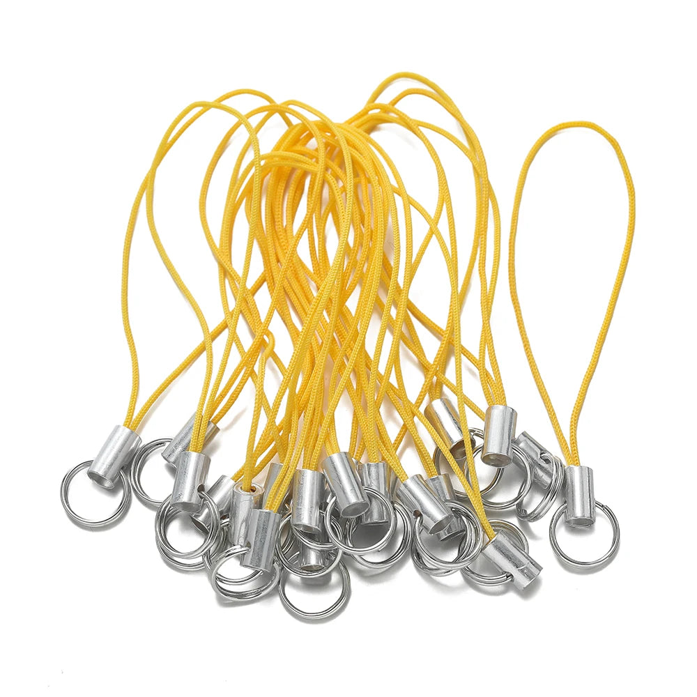 20/50pcs Polyester Lanyard Cord - Double Jump Ring Rope for Keychains, Phone Straps, DIY Crafts & Jewelry Making