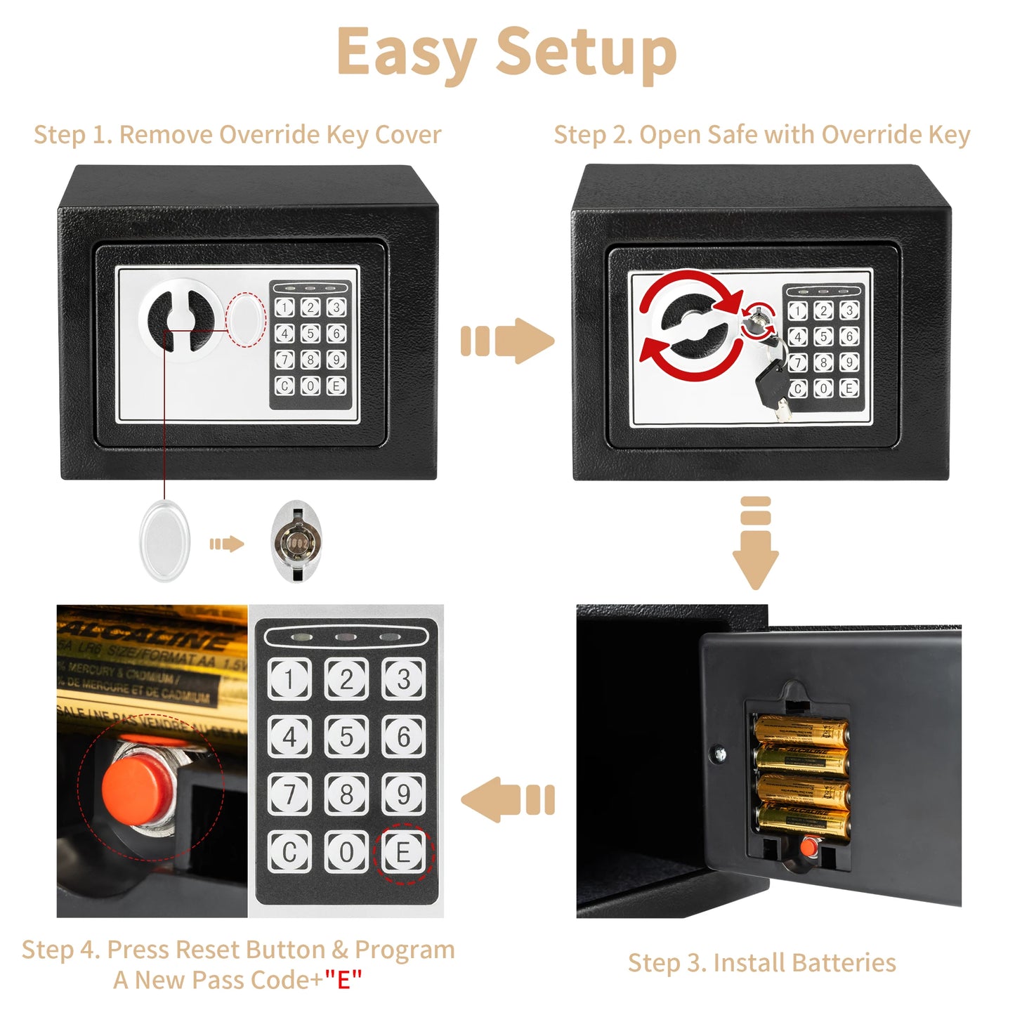 Deli 0.2 Cubic Feet Electronic Digital Safe — Steel Money Box with Fireproof Bag for Home Cash and Valuables