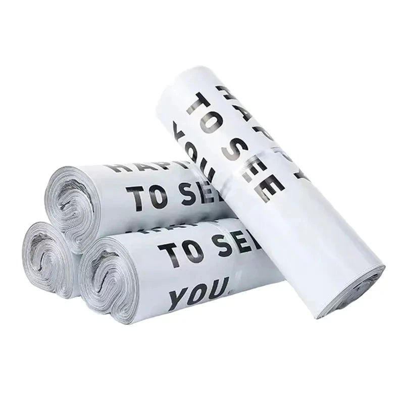 INPLUSTOP 50PCS White Thick Express Bags – Waterproof Clothing Packaging with "THANKS" Print, Courier Envelope Pouches