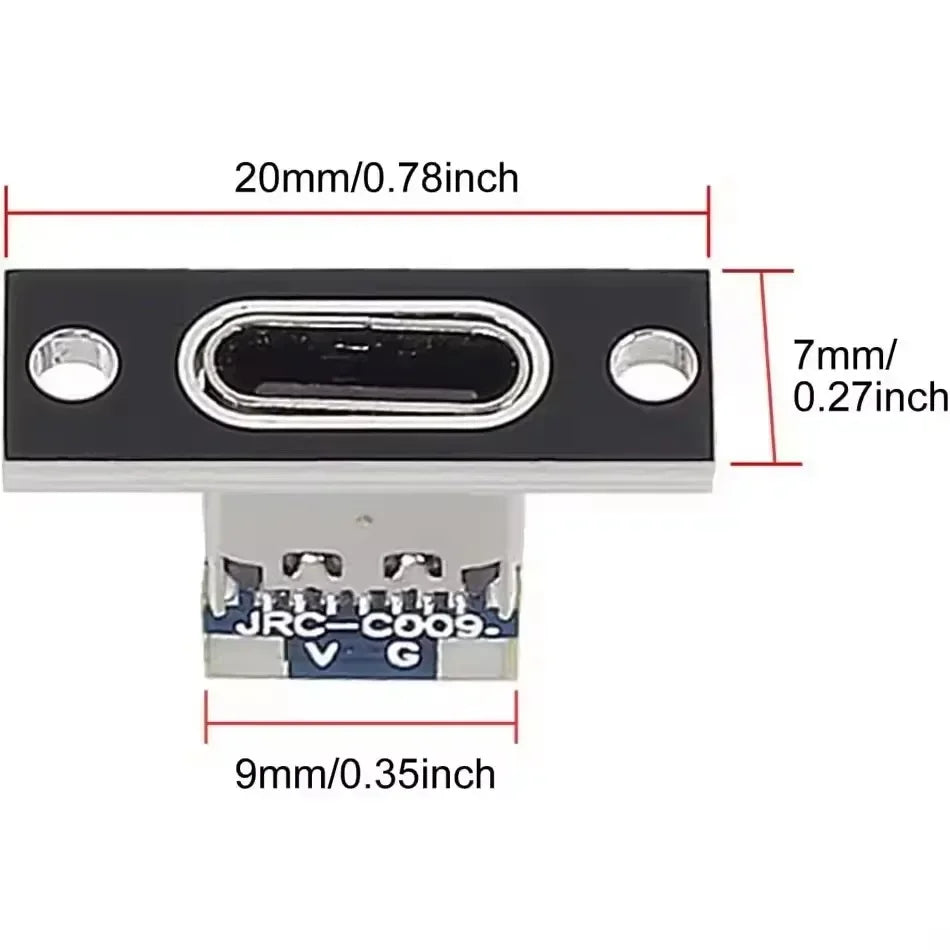 USB Type-C Charging Port Connector - 2Pin 4Pin Female Jack with Fixing Plate for Device Repair (1-20PCS)