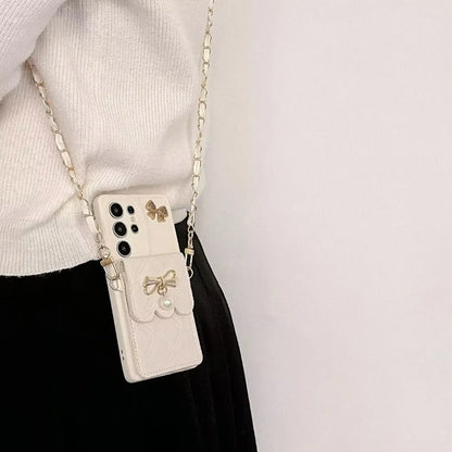 3D Bowknot Crossbody Wallet Phone Case — Card Holder Soft Cover for Samsung Galaxy S25 Ultra / S24 / S23 / S22+ / S21 / S20 FE / Note20