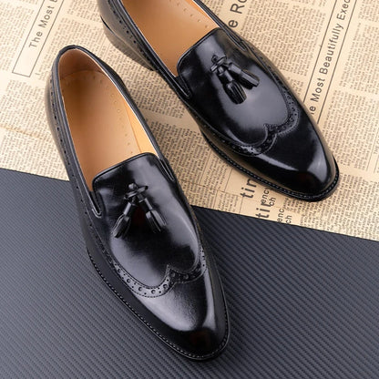 Men’s Genuine Cowhide Loafers – Handmade Slip-On Dress Shoes for Business, Wedding & Casual Formal Wear