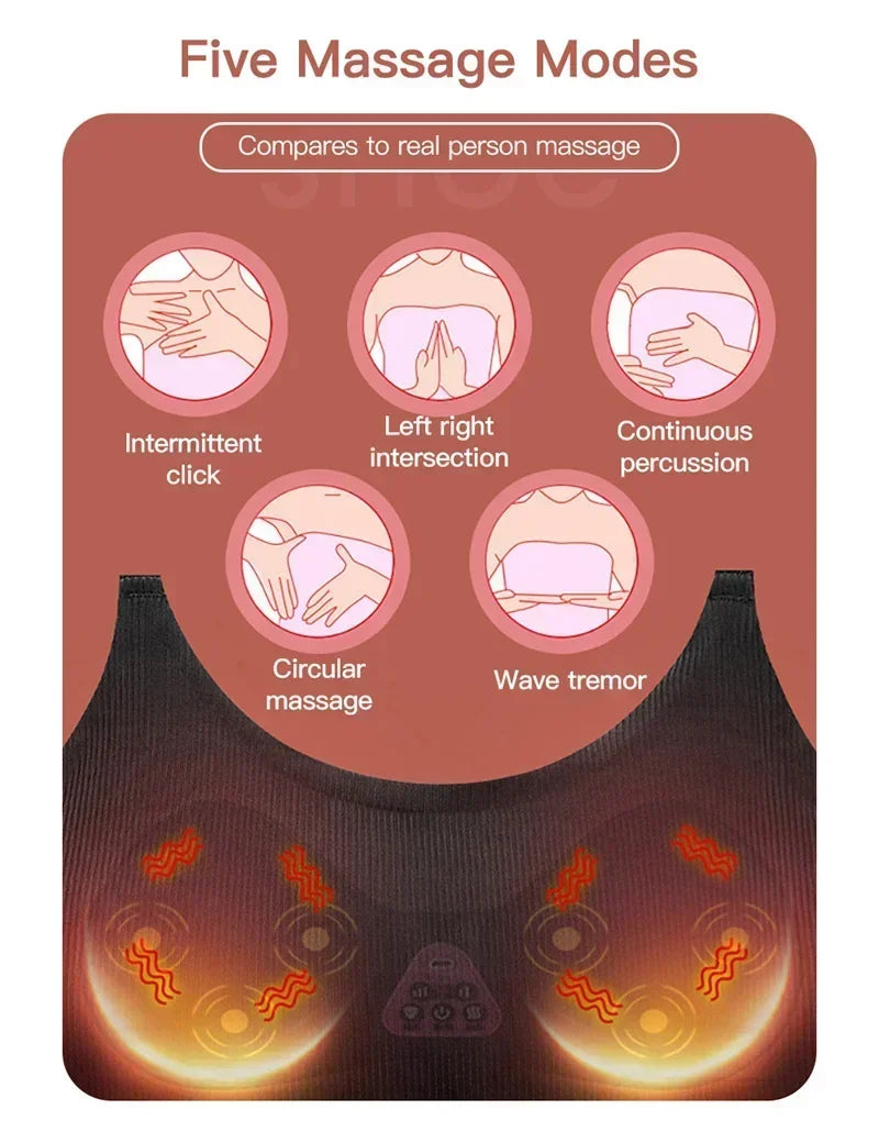 Electric Wireless Breast Massage Bra – Hot Compress Chest Care & Enhancement Massager