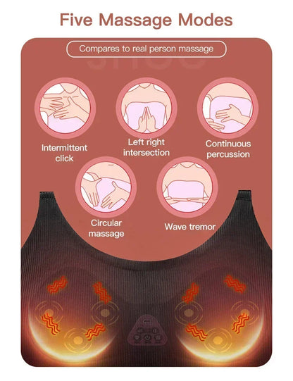 Electric Wireless Breast Massage Bra – Hot Compress Chest Care & Enhancement Massager
