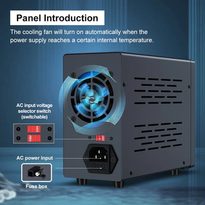 Wanptek Adjustable DC Bench Power Supply 30V 10A – Variable Lab Voltage Regulator 60V/5A & 120V/3A Precision Power Supply