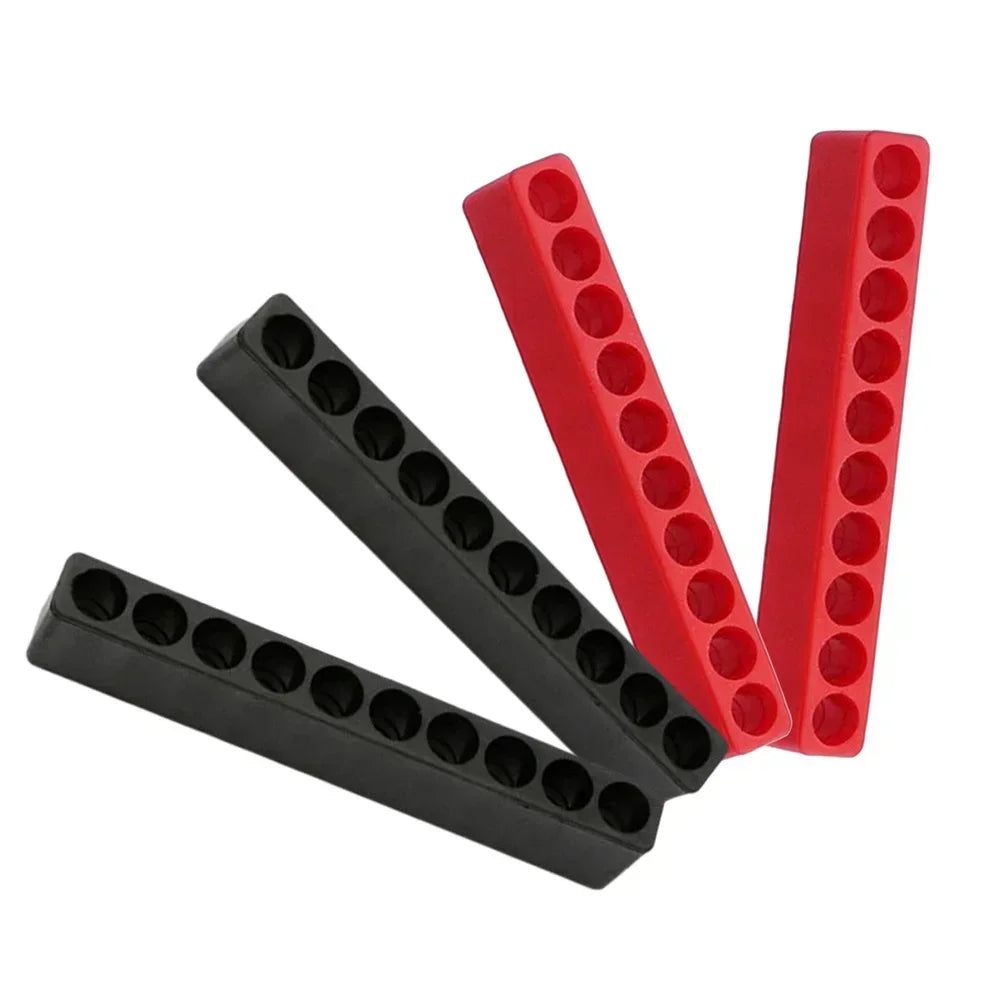 4-Piece 10-Hole Screwdriver Bit Holder Set - Soft Rubber 1/4-Inch Hex Drill Bit Organizer for Power Tools