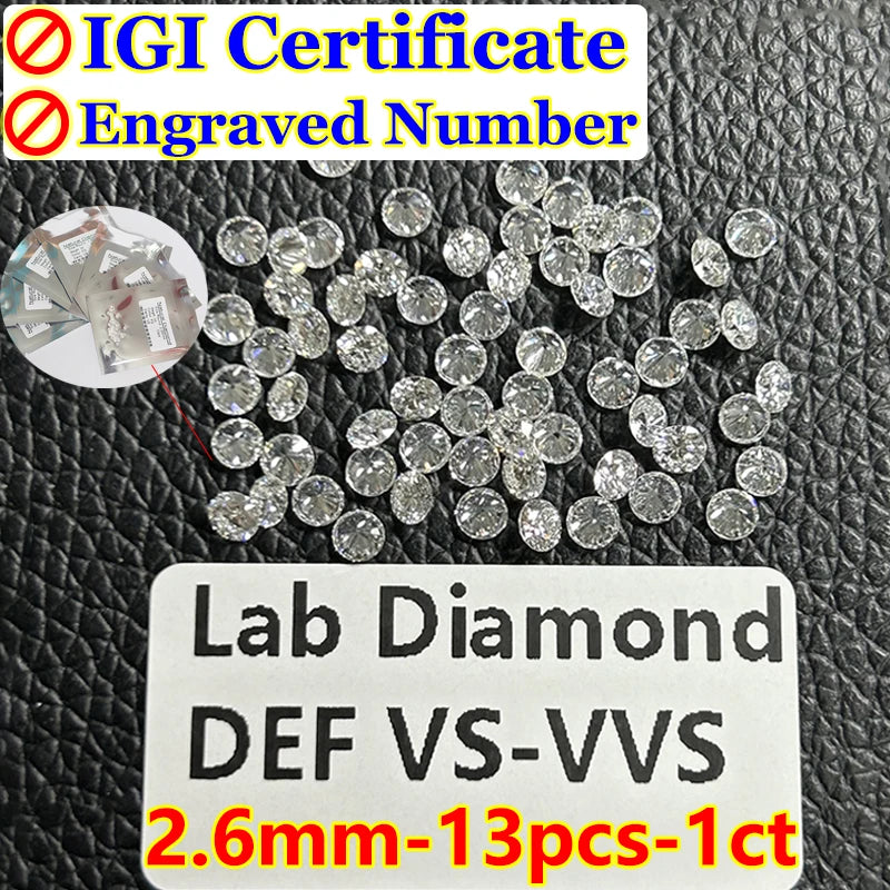 0.1–5CT Super White Lab-Grown Diamond Loose — IGI/GIA Certified, HPHT & CVD, DEFG VVS-SI, Diamond Tester Approved for Wedding Jewelry