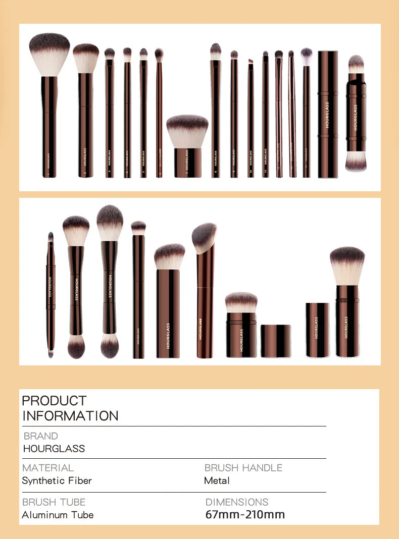Hourglass Makeup Brushes Set – Powder, Foundation, Concealer, Blusher, Bronzer, Eyeshadow & Eyebrow Sculpting Brushes