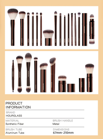 Hourglass Makeup Brushes Set – Powder, Foundation, Concealer, Blusher, Bronzer, Eyeshadow & Eyebrow Sculpting Brushes