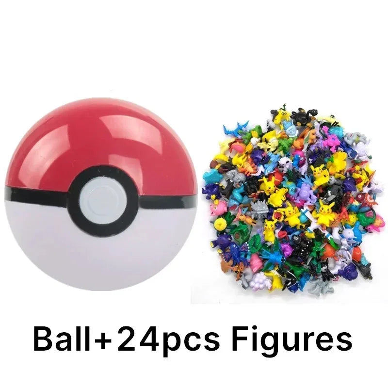 Pokemon 7cm Pokeball Figure Set - Cute Anime Character Model Toys Collection for Kids Christmas Gifts