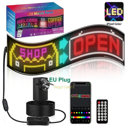 Double Row Programmable LED Matrix Display - App-Controlled Scrolling Text, Evil Eye Animation Sign for Cars, Trucks, and Parties
