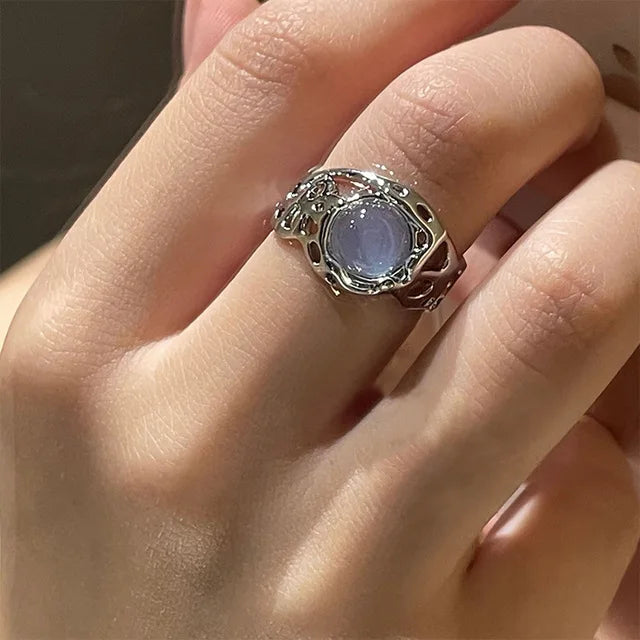 925 Sterling Silver Adjustable Ring — Unique Line Design for Women, Vintage Jewelry Gift