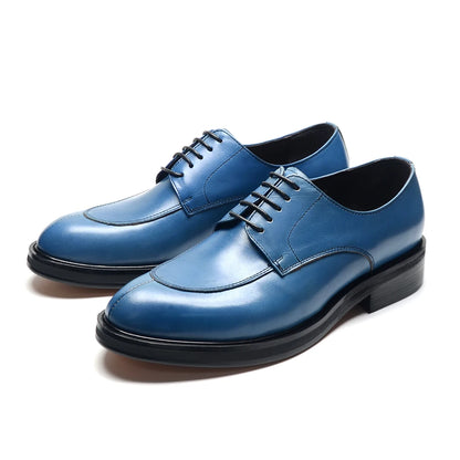 Men’s Genuine Leather Oxford Derby Shoes - Handmade Lace-Up Wedding, Party and Formal Business Dress Shoes
