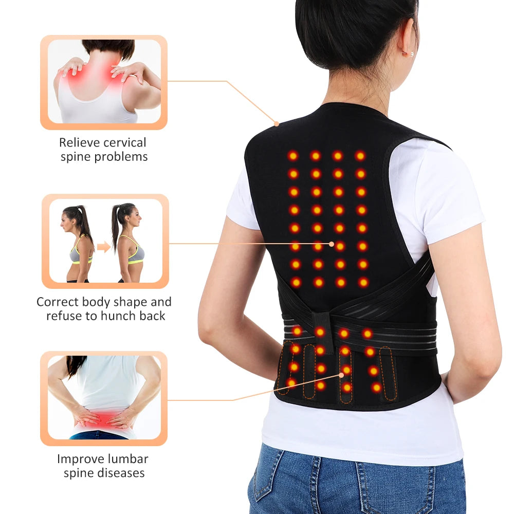 Tourmaline Magnetic Heated Vest — Self-Heating Thermal Clothing, Lumbar Waist Brace, Posture Corrector & Pain Relief Corset