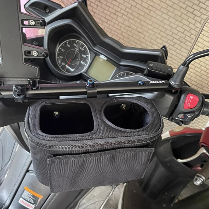 Yamaha NMAX/XMAX/TMAX Motorcycle Handlebar Cup Holder — Water Bottle Cage & Storage Bag for Scooters