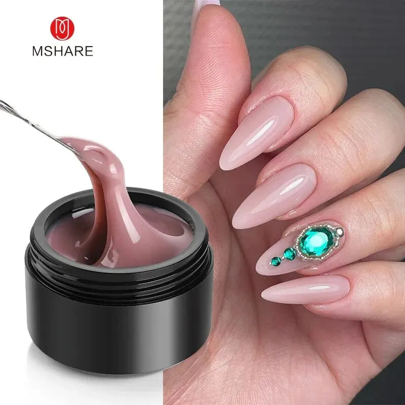 MSHARE 50ml Builder Nail Gel - HEMA & TPO Free Self-Leveling UV LED Gel for Nail Extensions and Sculpting