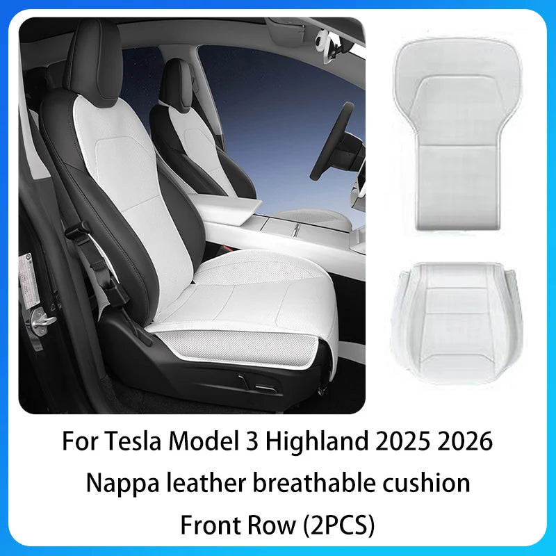 Tesla Model 3 Highland 2025–2026 Premium PU Leather Seat Cover – All-Season Full Set Car Seat Cushion Protector Interior Accessory