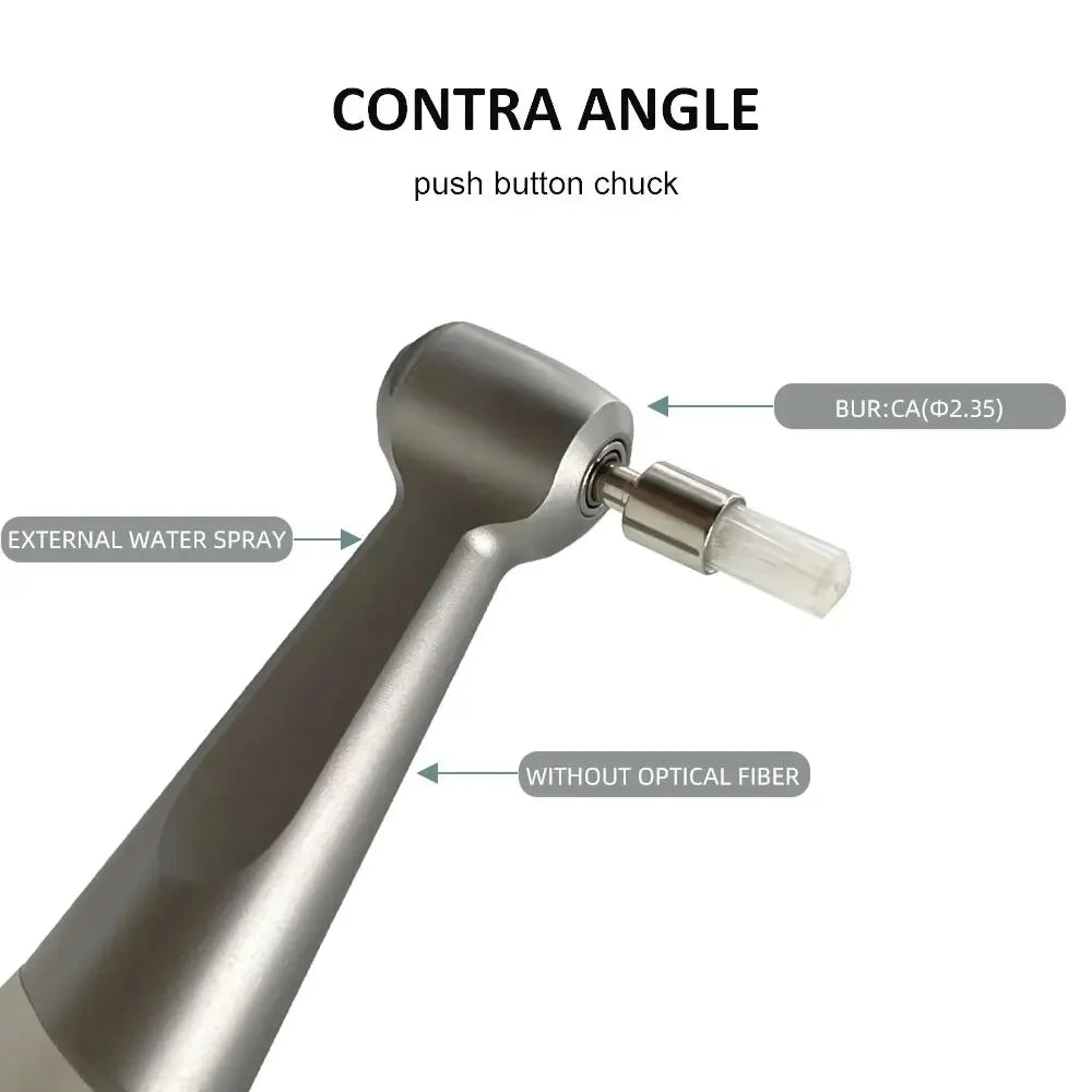 NSK FX23 Style Dental Low-Speed Handpiece Kit — Teeth Polishing Contra Angle with Air Motor, External Water Spray & 2/4H E-Type Connector