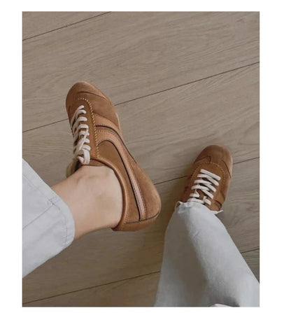 Women’s 2024 Genuine Leather Sneakers – Casual Spring Flat Training Shoes for Ladies