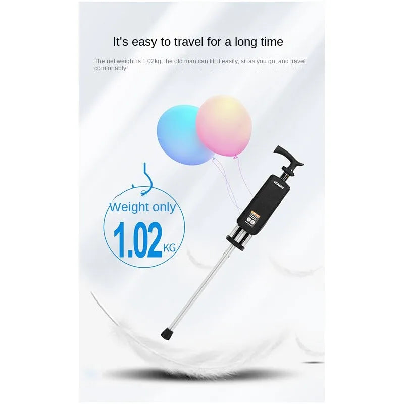 Multi-Functional Non-Slip Walking Stick with Seat – One-Key Foldable Crutch Chair, Triangular Bracing Elderly Hiking Pole Walker