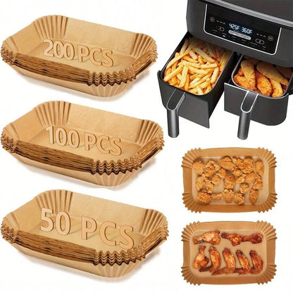 Air Fryer Disposable Paper Liners - Oil Proof, Waterproof Baking Paper in Round, Square & Rectangle for Kitchen & Party Supplies