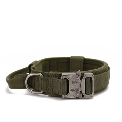 Durable Nylon Pet Dog Collar & Leash Set – Reflective Tactical Training Collar for Large Dogs