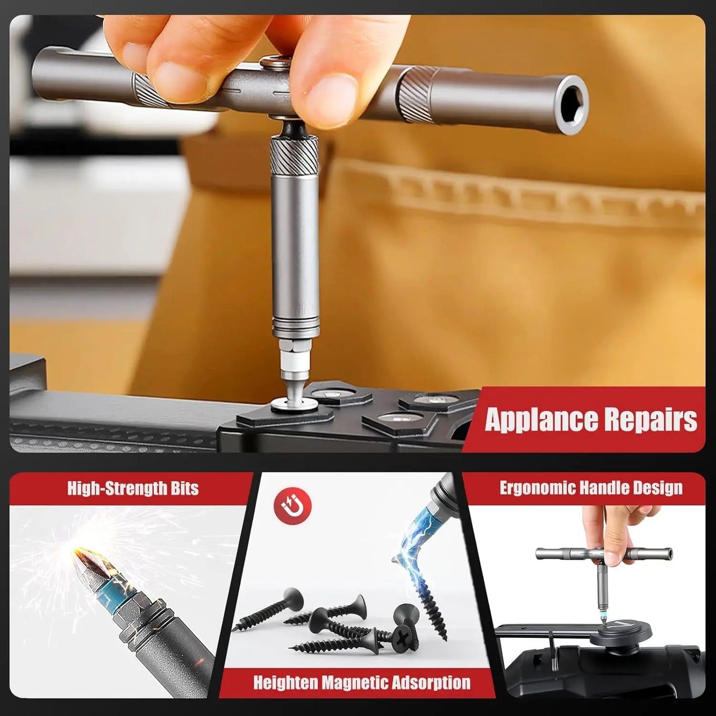 VMAN 24-in-1 Multifunction Ratchet Screwdriver Set – Mini Magnetic Bit Repair Kit for PC, Desk & Household Use
