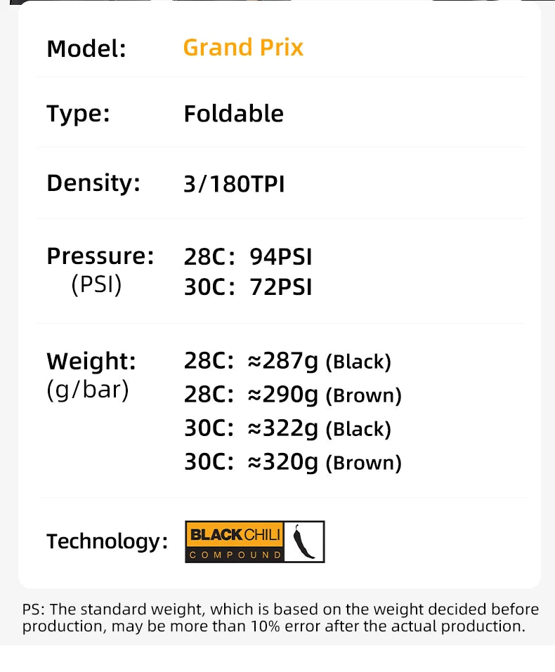 Continental Grand Prix Road Bicycle Tire – 700C Folding Clincher, Tubeless & Tube Options
