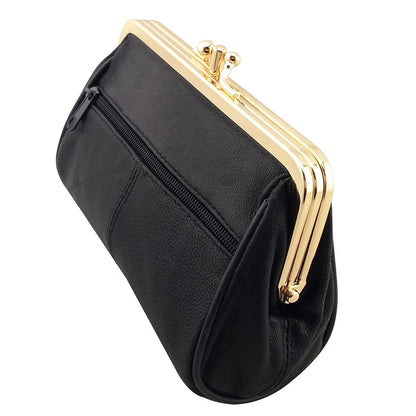 BELLO TUTTI Leather Mini Coin Purse - Women’s Small Wallet with Metal Clasp, Key Holder & Card ID Pocket