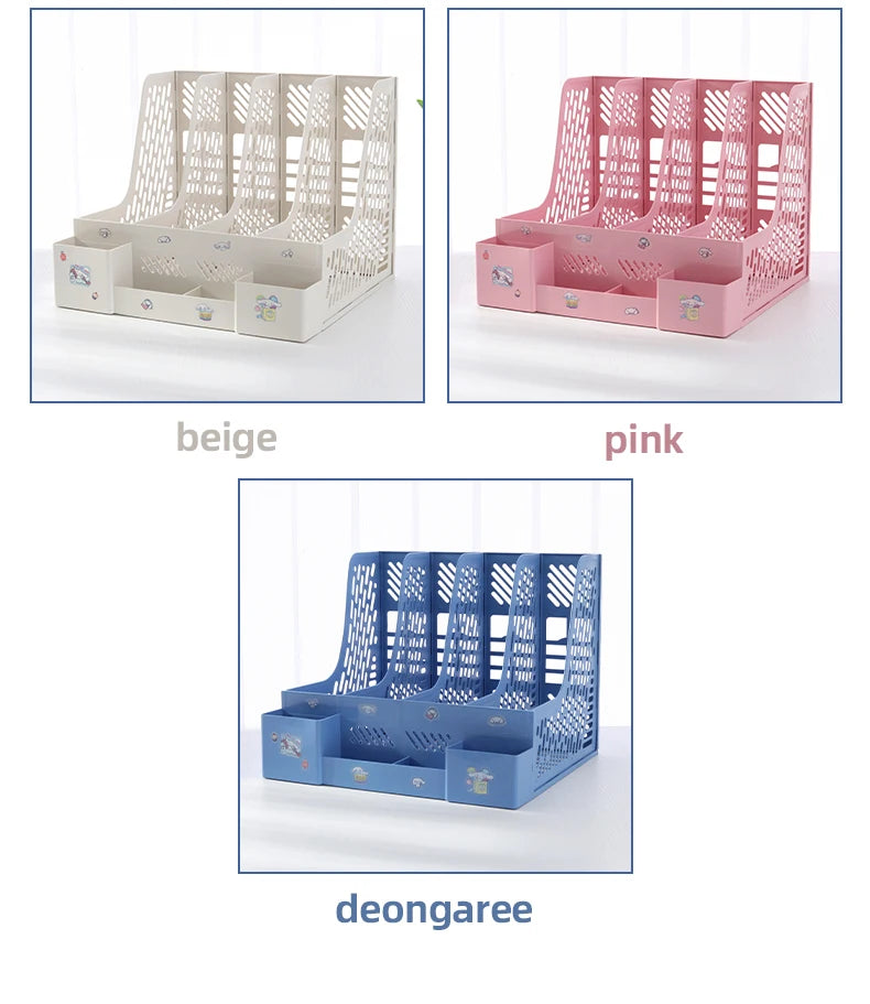 Multi-Color File Rack Folder Storage Box, Desktop File Box, Multi-Functional File Basket, Multi-Layer Shelf, Office Bookshelf Organizer