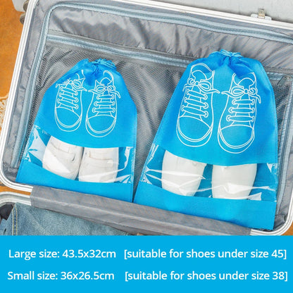 5Pcs Shoe Storage Bag Set – Waterproof Non-Woven Fabric Travel Shoe Organizer with Strap, Large Capacity & Moisture-Proof Design