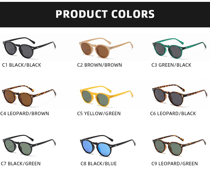 Retro Round Polarized Sunglasses – Vintage Fashion Shades for Men & Women, Driving Eyeglasses