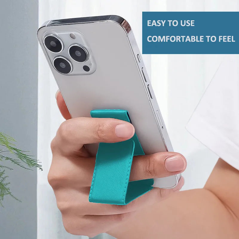 Desktop Folding Phone Stand with Ring – Push-Pull Adhesive Holder Solid Color Lazy Mount