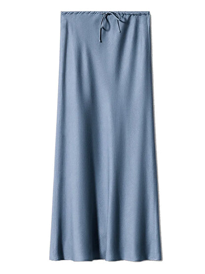 Women’s Long Satin Maxi Skirt – Luxury Shiny High Waist Straight Fit Elegant Skirt for Spring Summer Casual Fashion