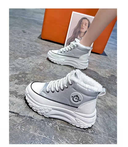 Women's Winter 2023 Flat Boots – Fleece-Lined High-Top Warm Cotton Shoes Hx-Q037