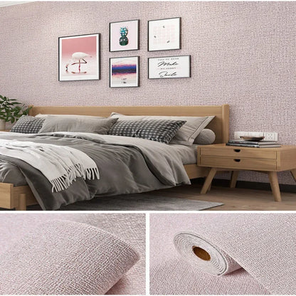 Linen 3D Foam Self-Adhesive PVC Wallpaper - Solid Color, Thickened Waterproof Wall Stickers for Home Renovation & Decor