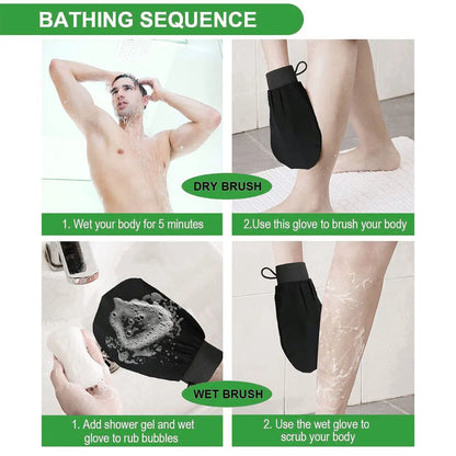 Moroccan Hammam Exfoliating Shower Gloves – Dead Skin Removal & Korean Massage Scrub Mitt